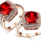 Bague Statement Halo Rubis
