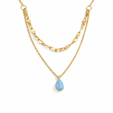 Collier Superposé Goutte Opale Bleue