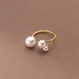 Bague ajustable en perles d'eau douce triple