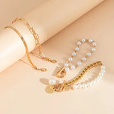Ensemble de bracelets chic en or 4 pièces – Serpent, perles et maillons