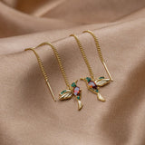 Boucles d’oreilles pompon colibri en cristal
