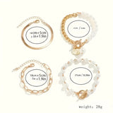 Ensemble de bracelets chic en or 4 pièces – Serpent, perles et maillons