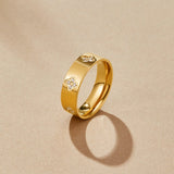 Bague Trèfle Dorée Cristaux