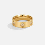 Bague Trèfle Dorée Cristaux