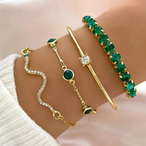 Luna | Ensemble de Bracelets Vintage Verts Élégants avec Cristaux